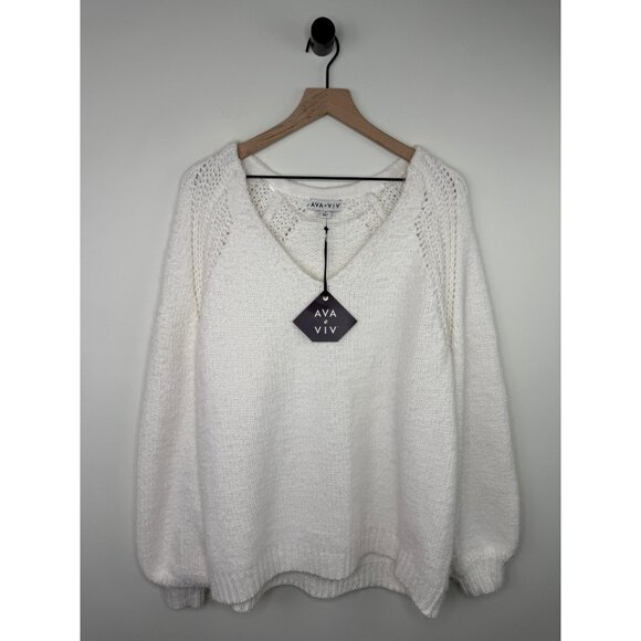 NWT Ava & Viv Sweater Cream / White Loose Fit Winter Staple Piece - 2X Sweater - Picture 1 of 9